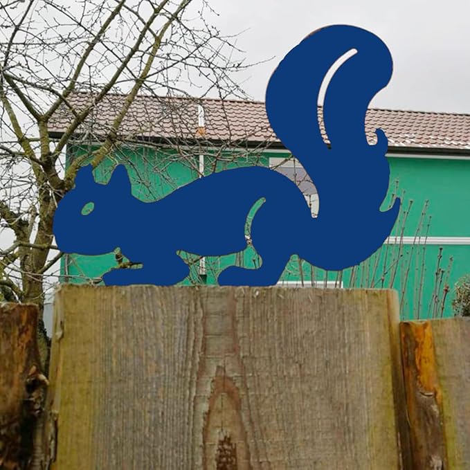 Rusty Squirrel Garden Stake, Metal Squirrel Yard Art,Squirrel Silhouette, Rusted Metal Garden Decor, Garden Gifts for Her Him(Cobalt Blue,16x11.6/40x29.5cm)