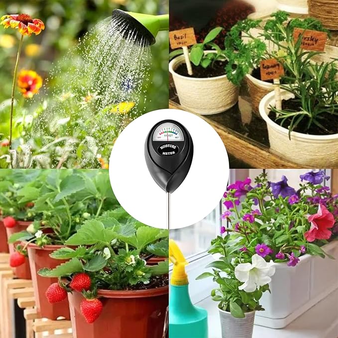 Extended Long Probe Soil Moisture Meter, 2 Pack Plant Water Meter Soil Meter Moisture Sensor Hygrometer for Indoor Outdoor Plant Care,No Battery Needed(Green + Black)