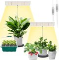 LORDEM Grow Light for Indoor Plant, Full Spectrum LED Plant Light, Height Adjustable Growing Lamp with Auto On/Off Timer 4H/8H/12H, 4 Dimmable Brightness, Ideal for Home Desk Plant Lighting, 2 Pack