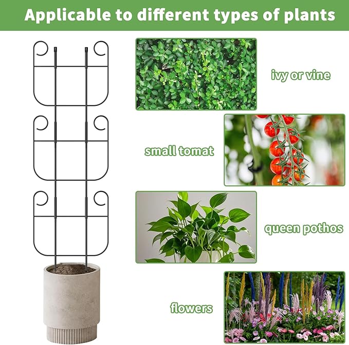 8 Pack Trellis for Climbing Plants Indoor, Expandable Small Metal Trellis for Potted Plants, Flowers Vine Ivy, Sturdy Houseplant Pothos Plant Climber Support
