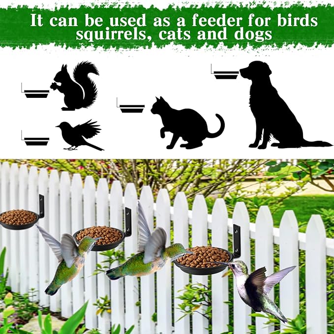 6 Pack 6'' Wall Mount Plant Holder with 8 Replaceable Trays, Heavy Duty Metal Flower Pot Holder Ring, Plant Hanger for Wall Indoor, Ring Planter Bracket for Outside Outdoor Bird Feeder Bath