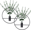 GREENTIME 2 Pack Hanging Plants Faux Eucalyptus with Black Round Metal Hanging Vase for Teacher Appreciation Living Room Bedroom Boho Kitche Wall Shelf Outdoor