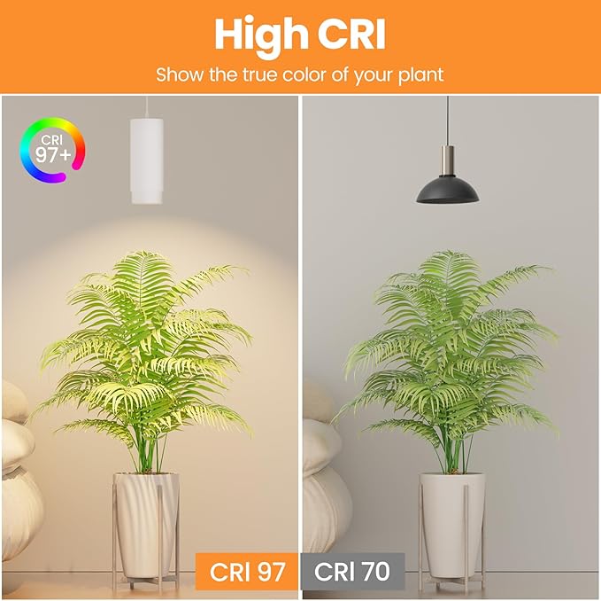 Zoomable Remote Pendant Grow Lights with Auto On/Off Timer, 2X 30W Full Spectrum LED Plant Light 2700K-6000K Dimmable Plug in Hanging Lights for Indoor Plants 20FT Power Cord, White 2PCS