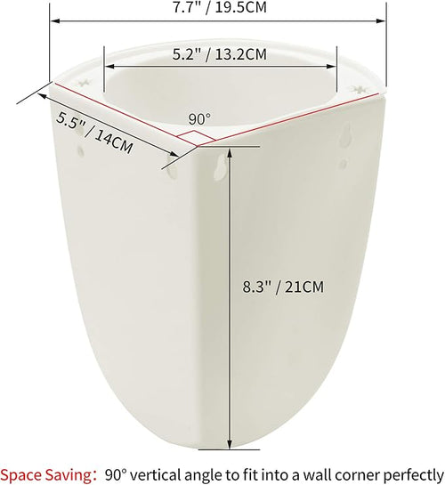 2 Pack Corner Wall Mounted Hanging Planter Self Watering Triangle Plastic Flower Pot Decorative Modern Plant Vase Container Holder for Succulent Indoor Outdoor Home Office Décor White