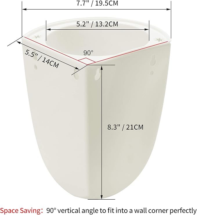 4 Pack Corner Wall Mounted Hanging Planter Self Watering Triangle Plastic Flower Pot Decorative Modern Plant Vase Container Holder for Succulent Indoor Outdoor Home Office Décor White