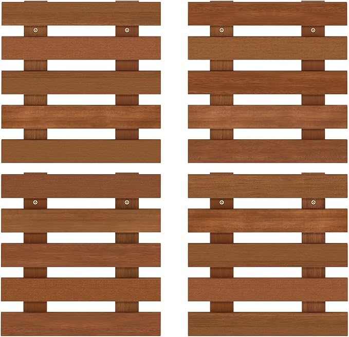 Furinno TIOMAN Outdoor Vertical Wall Planter, Set of 4 Wooden Hanging Planters, for Indoor, Outdoor Plants, Balcony, Patio, Light Wood