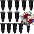12 Pcs Memorial Artificial Flower Holder, Patio Garden Floral Ground Spikes, Cemetery Flower Container Stakes for Outdoor Yard Grave Faux Flowers Indoor Window Box Planter Pot (Black)