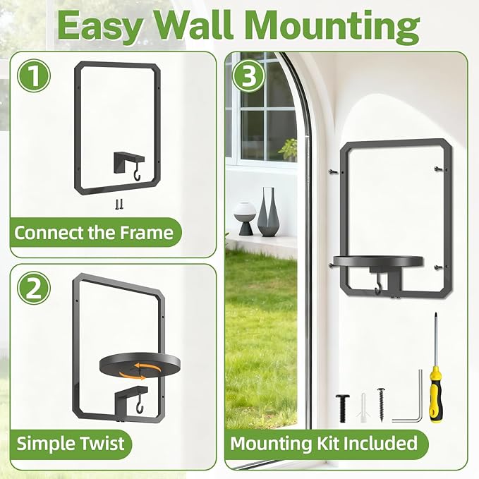 iDavosic.ly Wall Plant Picture Frame Holder Set of 3 with 3 Grow Light for Indoor, Metal Stand with Hanging Hooks, Space Saving Floating Flower Display Decor (Pots/Chains/Plants Not Included)