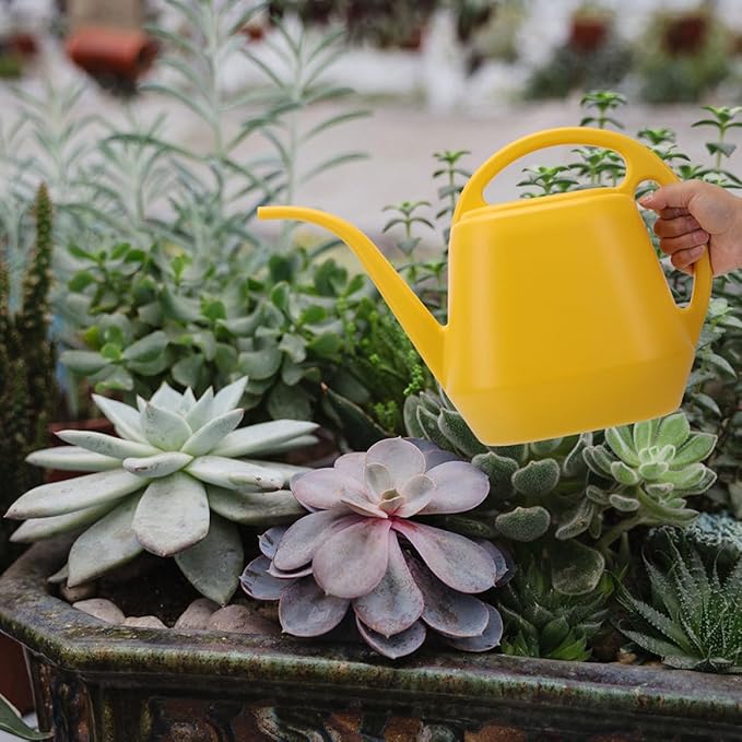 FRCOLOR Long Spout Watering Can 2l Yellow Gardening Flower Watering Pot Succulents Indoor Outdoor Plants Sprinkler Kettle
