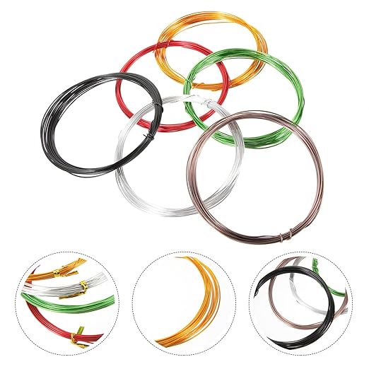 Yardwe 6pcs Bonsai Training Wire Anodized Aluminum Plant Support Wire 1.0mm x 5m Bendable for Garden Use