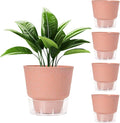 Self Watering Pots for Indoor Plants, with Visible Reservoir, 6 inch Plant Pot with Wick Rope Planter Pot for Indoor Outdoor Plants (Frosted Brick Red)