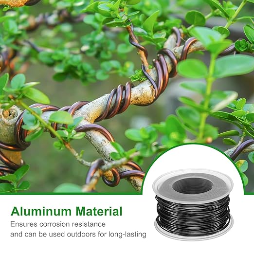 HARFINGTON Bonsai Wire Anodized Aluminum Training Wire Roll 1mm/18 Gauge 98ft Length Bendable Bonsai Tree Wire for Garden, Horticulture, Landscape, Planting, Black