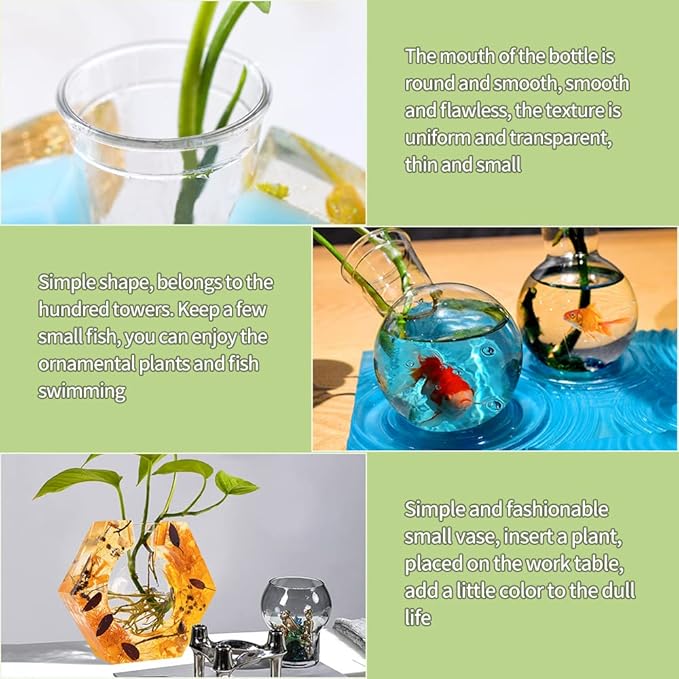 6PCs Transparent Vase for Hydroponic Silicone Epoxy Resin Mold,Clear Plastic Bottle for Propagation Station,Home Desktop Decoration