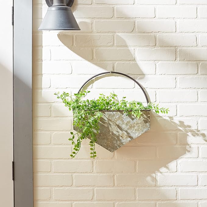 DII Galvanized Planter Collection Wall Hanging, Diamond, 14.5x4x14.5, Iron