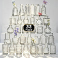Glass Bud Vase Set of 33 Pcs Small Minimalist Vases for Flowers, Vintage Rustic Home Decor for Table Centerpiece Wedding Party, Modern Clear Aromatherapy Bottle for Living Room Bedroom