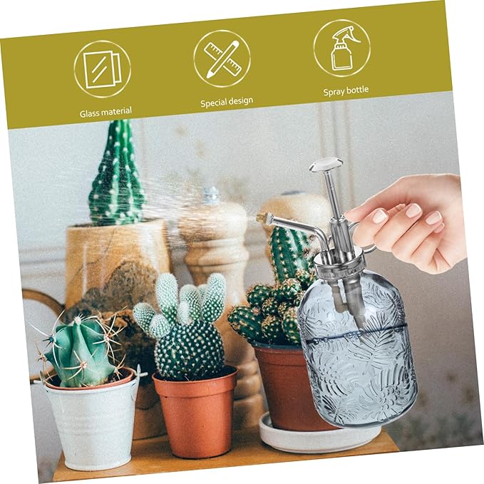 Yardwe 350ML Glass Plant Mister Spray Bottle Vintage Plant Spray Bottle Watering Bottle Small Watering Can (Silver)