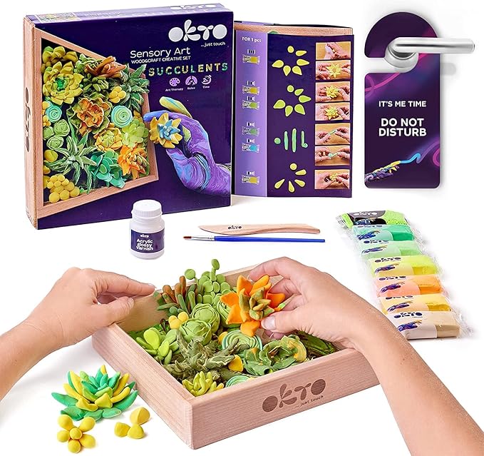 Art Kit Energy | Succulents Art Set 3D for Home Wall Decor | Craft Kits for Adults and Teen | Craft Box with Modeling Clay for Succulents | Hobby Kits Succulent DIY Kits