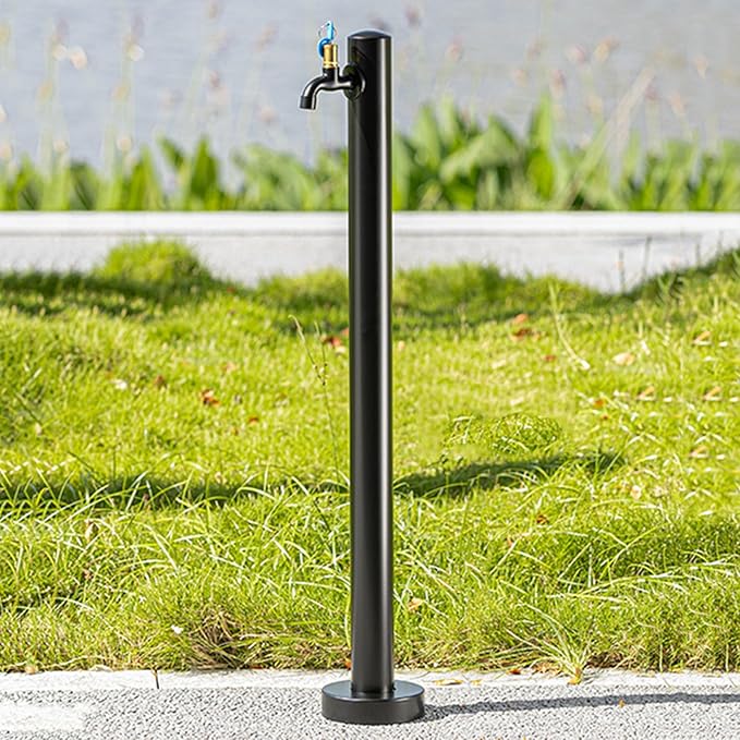 Stainless Steel Outdoor Water Column - Garden Hose Holder with Faucet, Metal Water Pipe Extension, Decorative Fountain & Hydrant Dispenser (95CM Kit)