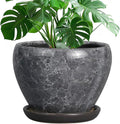 Ceramicfor Ceramic Planters for Indoor Plants - 10 Inch Plant Pot with Drainage Hole and Saucer, Large Flower Pot for Home Decor, Gray