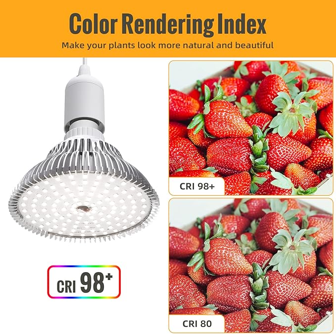 LED Grow Light Bulbs, Hanging Grow Lights for Indoor Plants, 25W 5000K, Height Adjustable Plant Light with Timer, Full Spectrum Grow Light Replace Sunlight for Large Tall Plant, Greenhouse