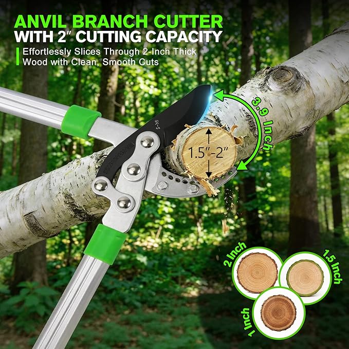 Loppers for Tree Trimming Heavy Duty Extendable Handle,28–38'' Adjustable Tree Branch Cutter & Pruning Shears Set, Garden Tree Trimmer with Compound Action 1.5–2"Cutting Capacity for Plants & Yard