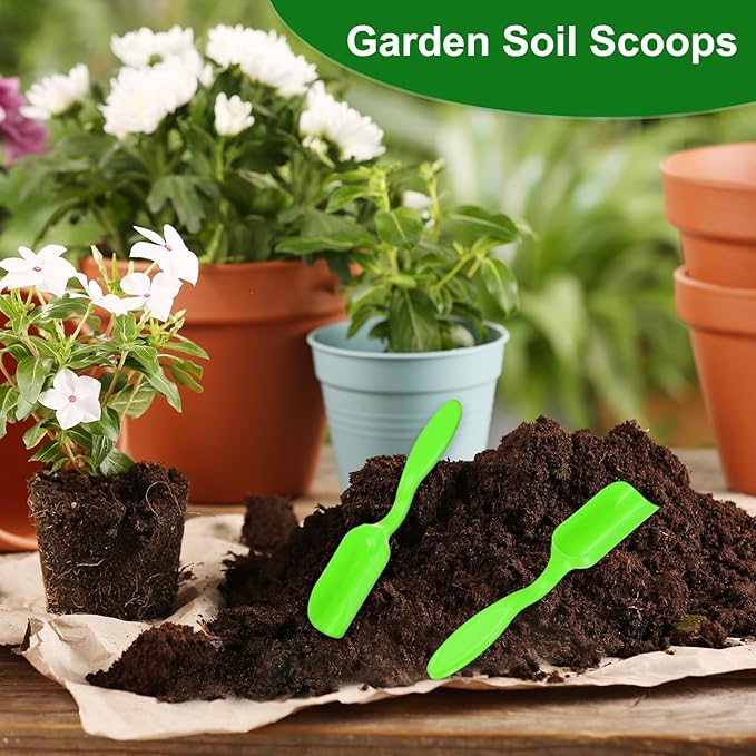 M METERXITY 20-Pack Mini Gardening Shovel Spoons, Plastic Garden Soil Scoops for Cultivation Digging Transplanting/Flower Planting/Plant Succulent, Colorful Small Gardening Tools [Green]