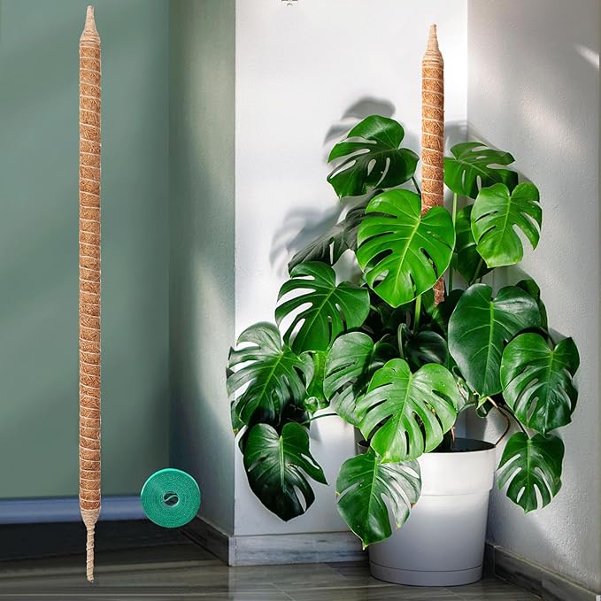 Bendable & Sturdy Moss Pole Monstera Plant Support, 48in Moss Sticks for Indoor Plants Climbing, Adjustable Coco Coir Pole for Pothos, Philodendron, Fishbone Cactus