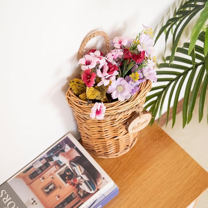 Woven Wicker Hanging Basket Door Hanging Basket Wall Decorations for Home Garden Farmhouse (original)