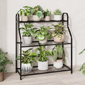GENTINGBRO Plant Stand Outdoor 3 Tier Plant Stand Metal Plant Stands Waterproof Plant Holder Rack for Indoor Use Robust Flower Stand Plant Shelf for Living Room Balcony Garden Black