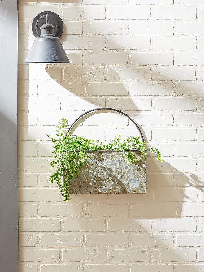 DII Galvanized Planter Collection Wall Hanging, Rectangle, 14.5x4x14.5, Iron