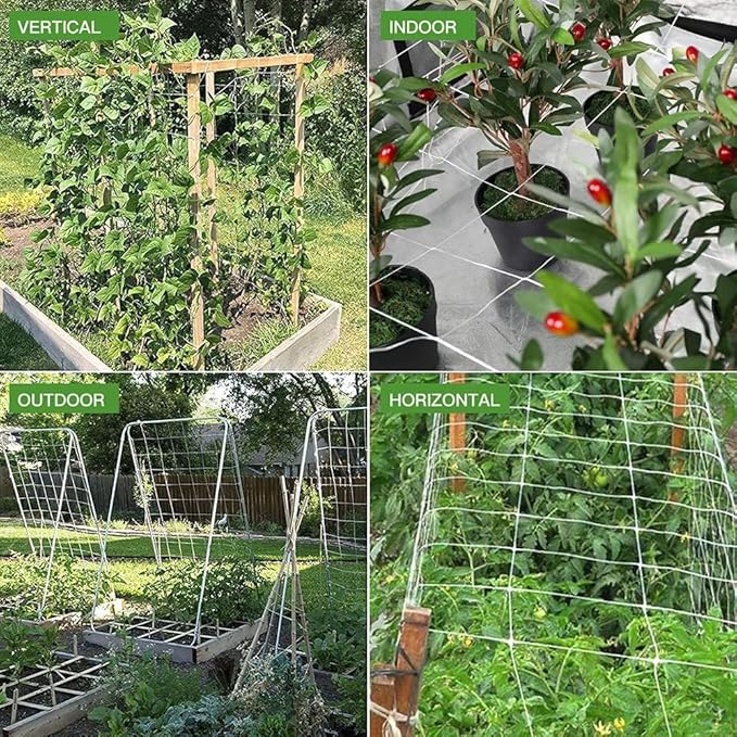 Trellis Netting, CANAGROW Heavy-Duty Garden Plant Trellis Netting for Climbing Plants, Outdoor Indoor Grow Net for Beans Tomatoes Peas Pumpkin Flowers, 𝟔 𝐱 𝟑𝟎𝐟𝐭, 𝐏𝐚𝐜𝐤 of 4