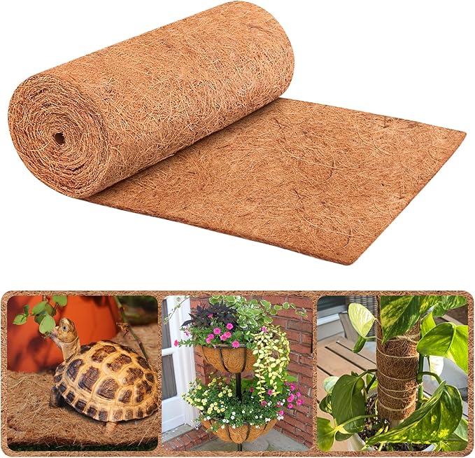 Legigo 12X160 Inch Natural Coco Liner Roll, Coconut Liners for Planter Window Box Hanging Basket, Coconut Coir Roll Coco Fiber Mat for Garden Decoration DIY Moss Poles Pet Pad Reptiles Carpet