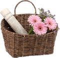Hanging Wall Basket Handwoven Wicker Basket for Plants, Flowers & Storage, Rustic Farmhouse Wall Decor Organizer, Dark Brown Plastic Rattan