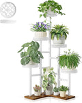 6 Tier Plant Stand, Tall Metal Wood Plant Shelf Corner Display Rack, Tiered Flower Pot Stands for Living Room Balcony Garden Patio