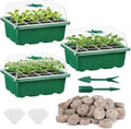 Apipi 3 Pack Seed Starter Kit with 36 Coco Coir Pellets - 36 Cell Seed Starter Trays with Domes for Indoor Greenhouse Germination, Home Gardening System for Vegetables/Herbs/Flowers