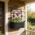 Rustic Metal Wall Planter Vintage Wall Mounted Flower Pot Distressed Wall Hanging Plant Basket Farmhouse Wall Decor for Indoor Outdoor Garden Home Yard (Black)