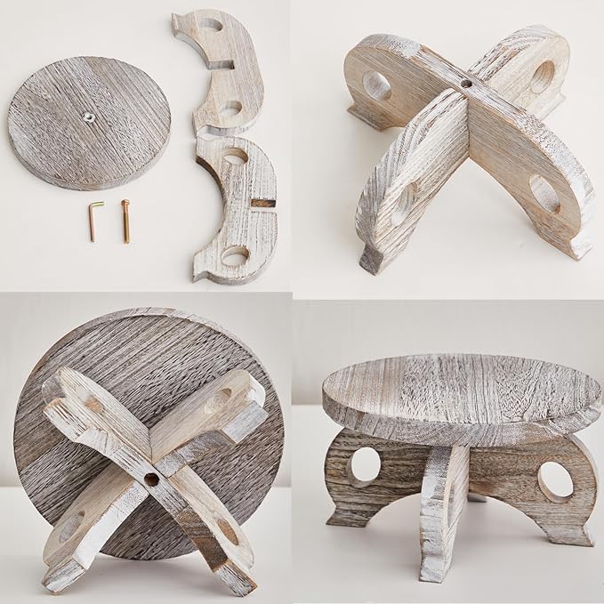 Plant Stools Indoor Wooden Stool for Plants Flower Display with Stand Farmhouse Indoor Small Plant Stand Riser Round Display Stands