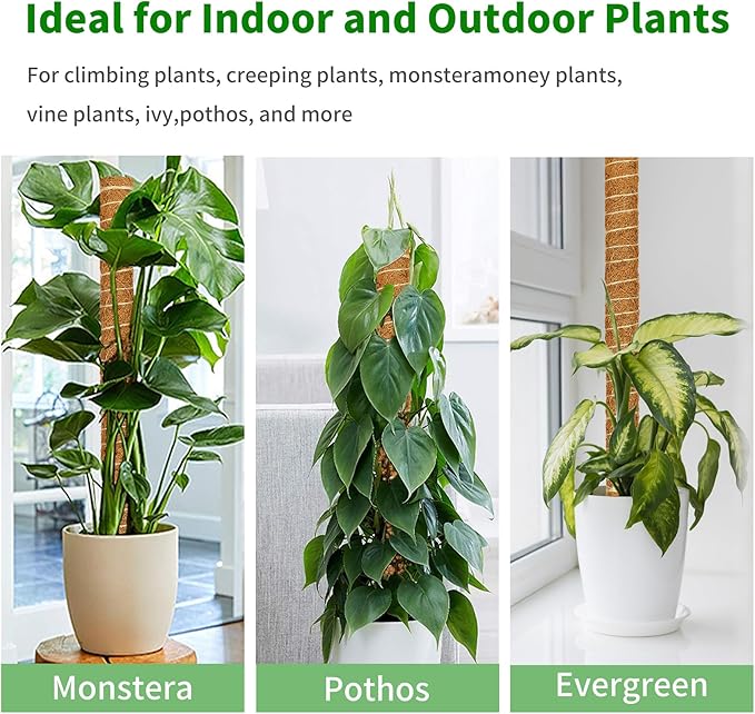 ALENEY Moss Pole, 8 Pack 17 inch Monstera Plant Support Stackable Moss Poles for Plants, Coir Totem Pole Tall Moss Pole for Climbing Plants, Sphagnum, Indoor Potted Plants