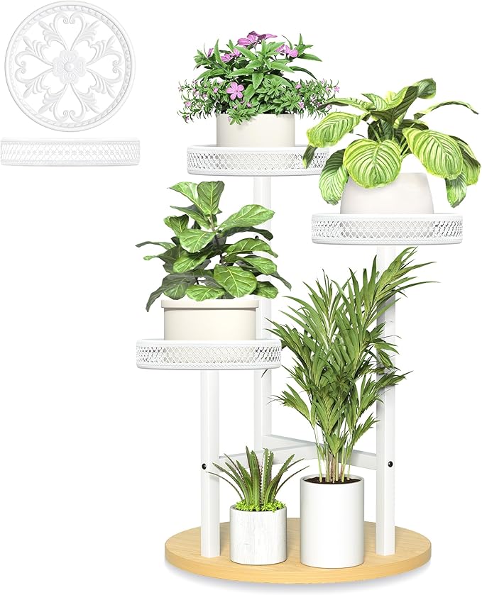 Tall Plant Stand Indoor Outdoor, Corner 3 Tier Metal Flower Pot Stands,Heavy Duty Plant Shelf for Living Room Bedroom Balcony