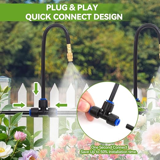 Drip Irrigation System 2026-Upgrade with 16pcs 360° Adjustable Copper Nozzles, 120ft Drip Irrigation Kit Garden Automatic Watering System for Greenhouse, Outdoor Plants, Raised Bed, Potted Plant, Lawn