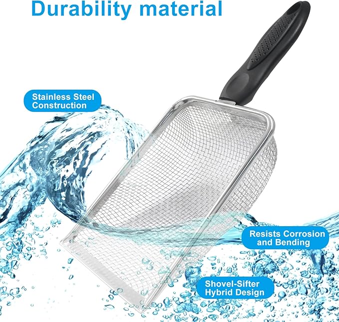 Waziaqoc Gardening Soil Sifter Set of 2, Stainless Steel Sand Compost Sifter 2.8mm and 5mm Mesh Sifter with Black Plastic Handle, Suitable for Sifting Sand, Dirt, Gravel, Compost