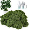 MGLIFEUL 12OZ Artificial Fake Moss for Crafts Plants Indoor with Non-Stick Gloves and Tweezers，Preserved Green Plant Faux Craft Moss Musgo for Fairy Garden Indoor Outdoor Home Decorating Model Making