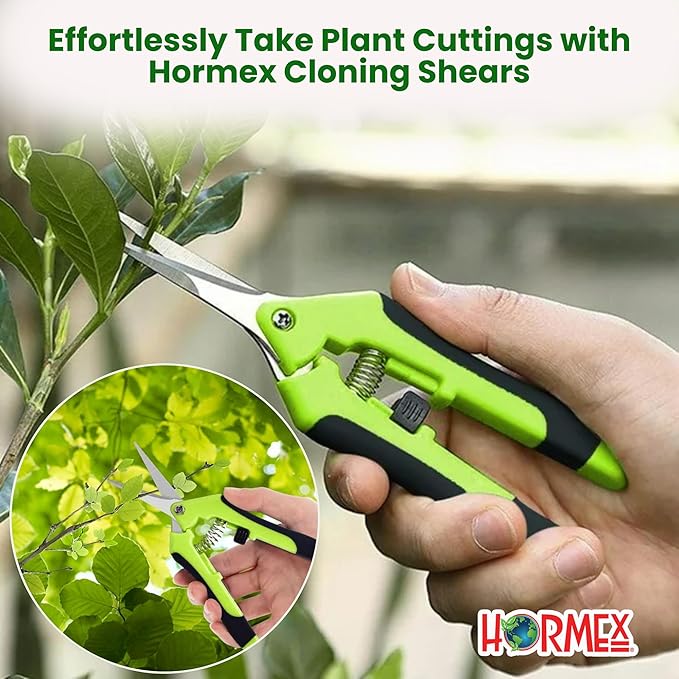Hormex Cloning Shears - Precision straight-blade shears designed for clean, accurate cuts, ideal for plant cuttings and pruning. Durable, ergonomic and easy-to-use with lock - (2 Pack)