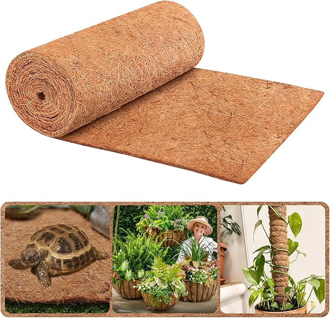 Legigo 16X120 Inch Natural Coco Liner Roll, Coconut Liners for Planter Window Box Hanging Basket, Coconut Coir Roll Coco Fiber Mat for Garden Decoration DIY Moss Poles Pet Pad Reptiles Carpet