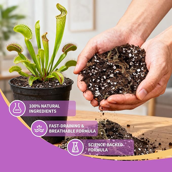 Premium Carnivorous Plant Soil for Venus Fly Trap Live Plants 10qt | New Upgraded Formula with High Drainage & Breathability