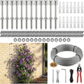 12 Set Wire Trellis Kit, 53ft x 2mm T316 Stainless Steel Cable & Cutter, Corrosion Resistant Outdoor Wall Espalier System for Climbing Plants and Vine Support (Installation Tools Included)