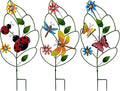 Decorative garden stakes for Outside,Set of 3, Metal Plant Support for Spring Decor, Yard Art Garden Decorations for Outdoor Lawn Porch Pathway