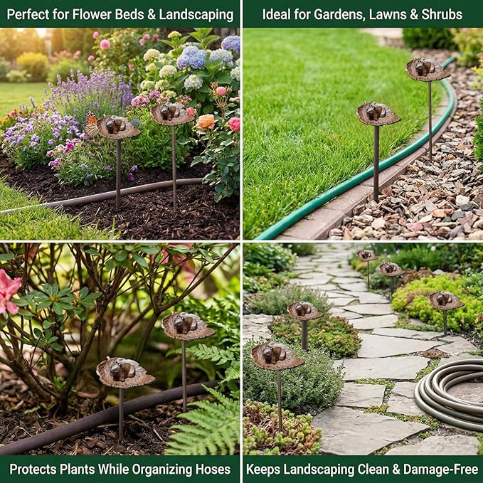 Carvers Olde Iron Decorative Garden Hose Guide Stake – 19" Solid Aluminum Heavy Duty Hose Protector for Landscaping, Flower Beds & Yard Edging - Frog