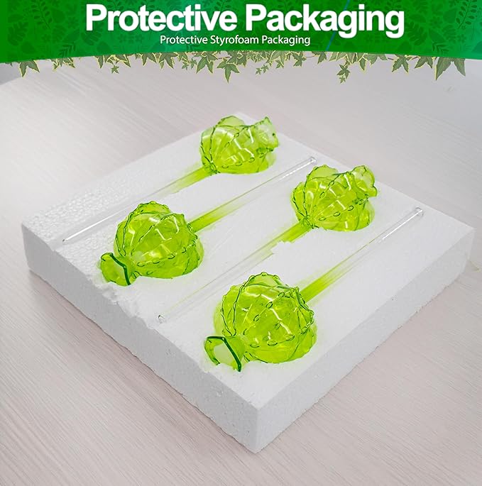 Aqua Glass Plant Watering Globes Automatic Self Watering Plant Insert Spike Orbs - Indoor Outdoor Plant Drip Irrigation - For Flowers, Herbs, Houseplants (Cactus Ball Globes, 4, Units)