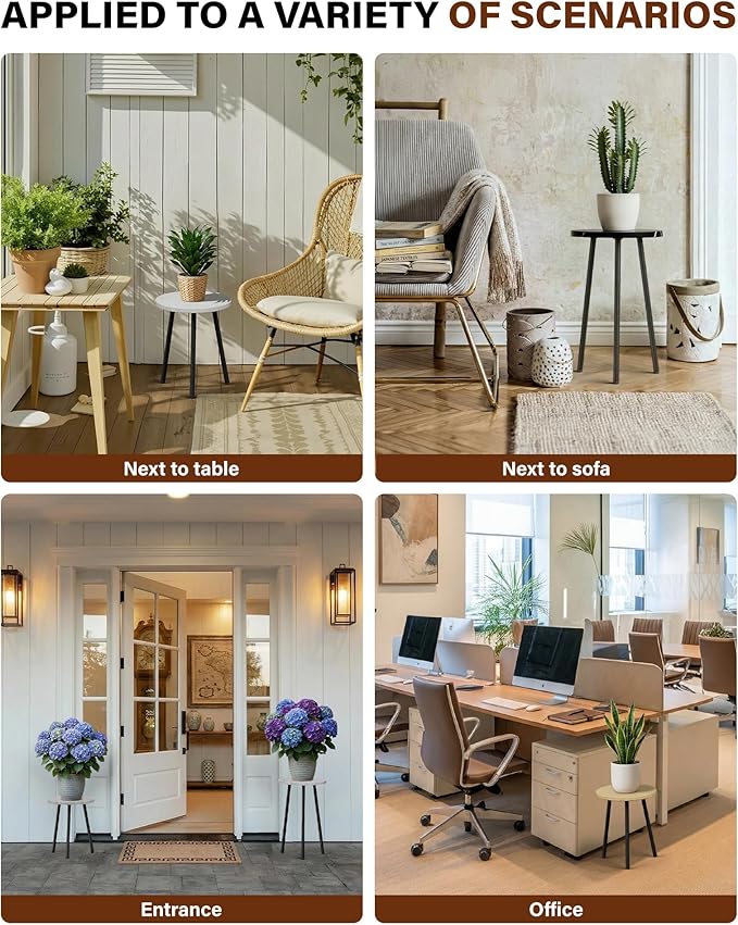 Plant Stand Indoor Tall: Corner Wood Plant Stand 2 Pack Mid Century Modern Decor - Small Round Plant Table for Indoor Plants - Outdoor Plant Holder for Patio Living Room Bathroom Office (Grey Wood)